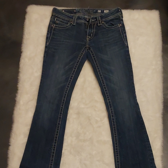 Miss Me Blue Boot Cut Jeans with Fleur-de-Lis Embroidery - Picture 8 of 9